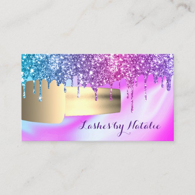Nail Polish Unicorn Glitter Drips Manicurist Business Card (Front)