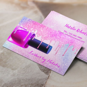 Nail Polish Unicorn Glitter Drips Manicurist Business Card