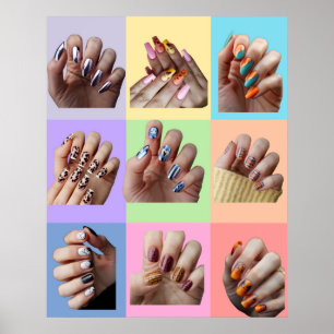 Nail Pop Art Trendy Colorful Fingernails Poster
