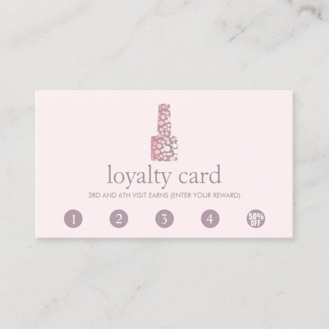 Nail Salon 5 Punch Customer Loyalty Card (Front)