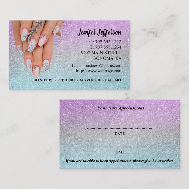 Nail Salon Appointment Business Card (Front/Back)