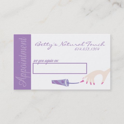 Customizable Nail Salon Appointment Cards