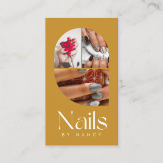 Nail Salon Arch Photo Collage Qr Code Mustard Business Card