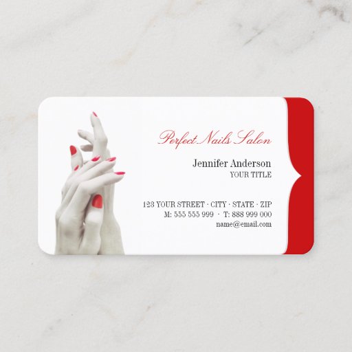 Customizable Nail Salon Beauty Center business card