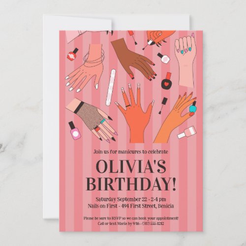 Nail Salon Birthday Party Invitation