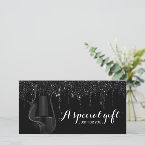 Nail Salon Black Glitter Drips Gift Certificates