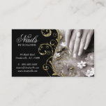 Nail Salon Black Gold Sparkle Business Card