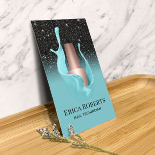 Nail Salon Black & Turquoise Polish Makeup Artist Business Card