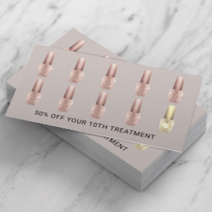 Nail Salon Blush Rose Gold Polish Manicurist Loyalty Card
