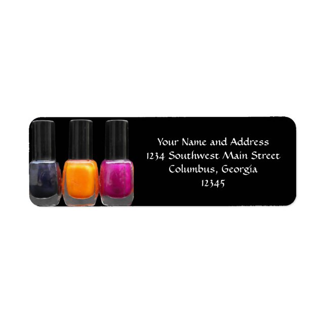 Nail Salon Business, Bright Polish Bottles Label (Front)