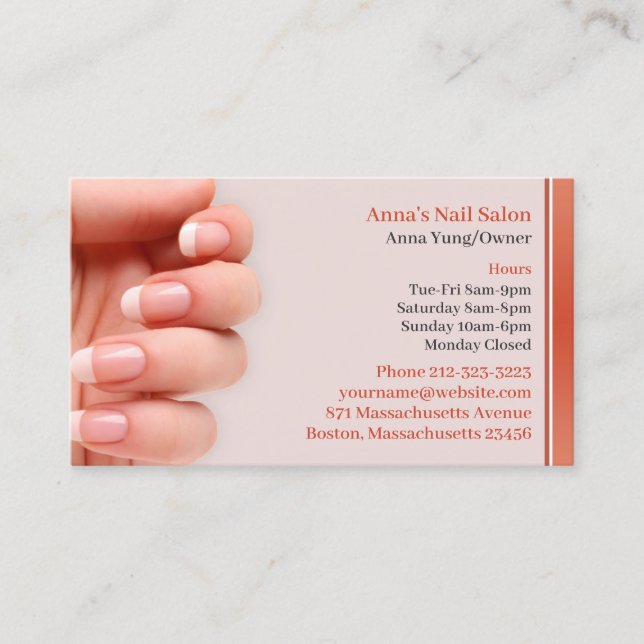 Nail Salon Business Card Appointment Template (Front)