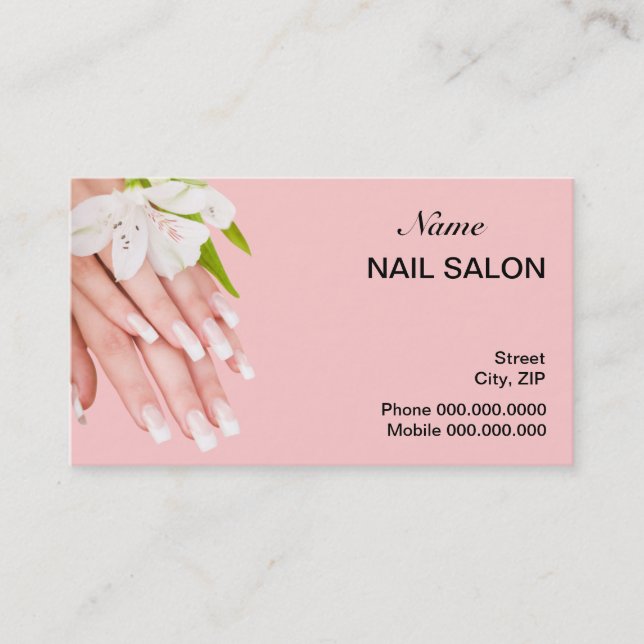 Nail Salon Business Card - choose your color (Front)