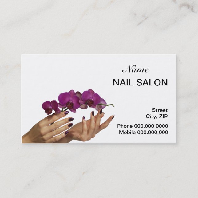 Nail Salon Business Card - choose your color (Front)