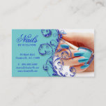 Nail Salon Business Card Glitter Blue