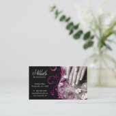 Nail Salon Business Card Glitter Pink (Standing Front)