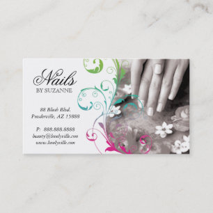 Nail Salon Business Card Pink Green
