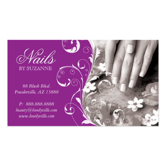 Nail Salon Business Card Purple
