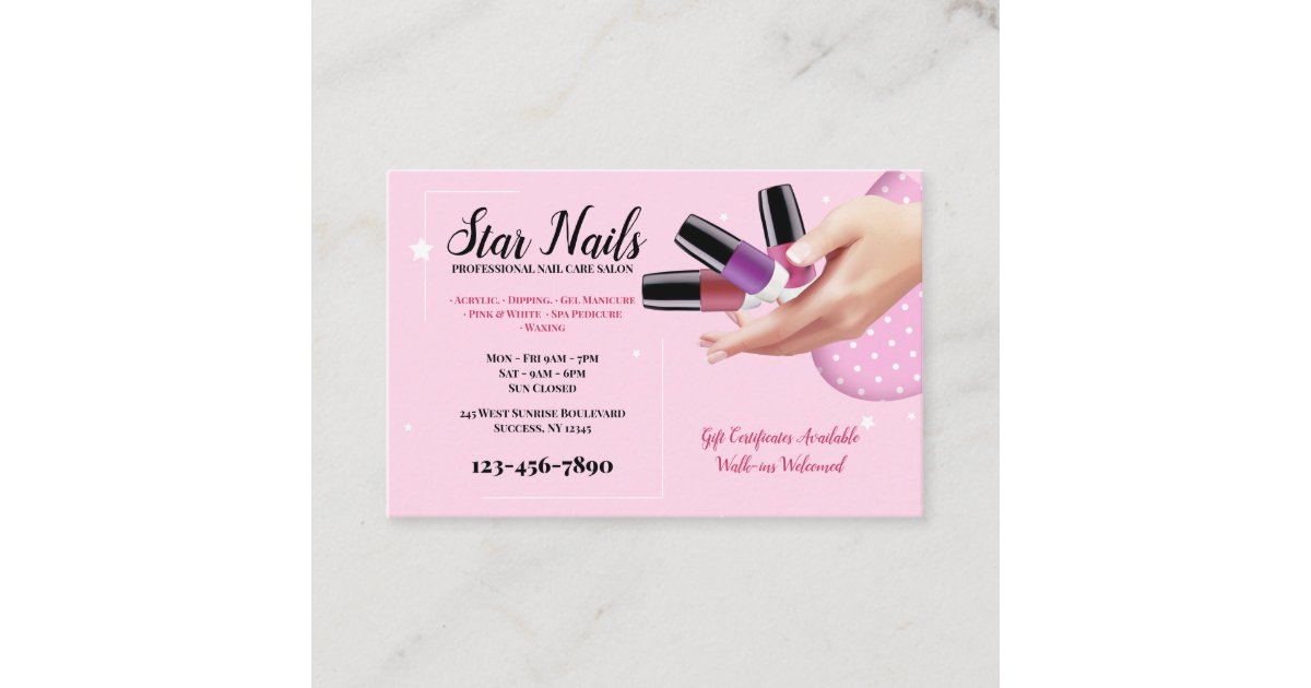 Nail Salon Business Cards Zazzle