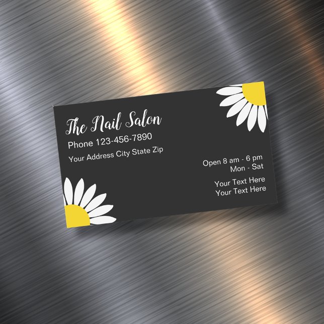 Nail Salon Daisy Flower Design Business Card Magnet (Creator Uploaded)