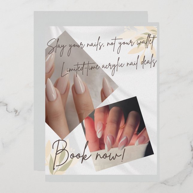 Nail salon discount templet  foil invitation (Front/Back)
