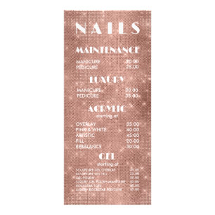 Nail Salon False Acrylic Menu Price List Cards