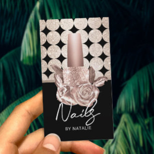 Nail Salon Geometric Gold Polish Flower Manicure Business Card