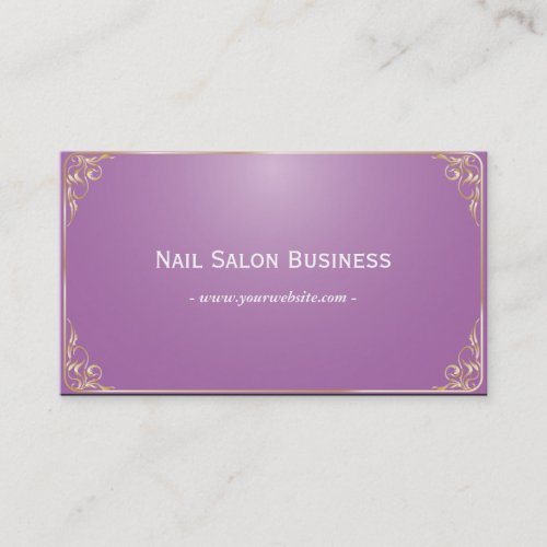 Gold Framed Nail Salon Purple Business card