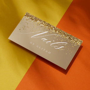 Nail salon Gold glitter Confetti Business Card