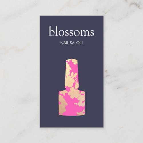 Nail Salon Gold Glitter Floral Business Card