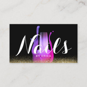 Nail Salon Gold Purple Polish Bottle Manicurist Business Card
