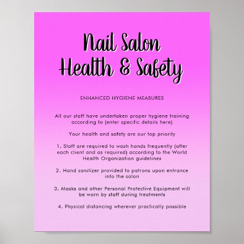 Nail Salon Health Bright Purple Covid Safety Poster