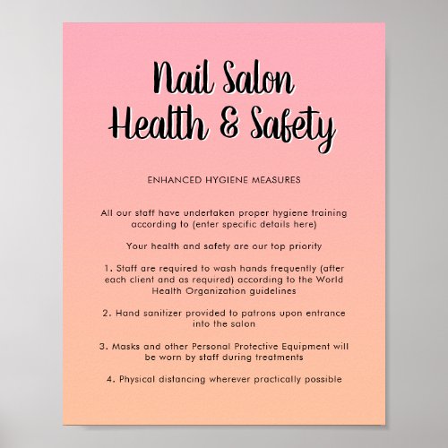 Nail Salon Health Pink Pastel Color Covid Safety Poster