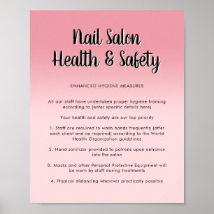 Nail Salon Health Pink Script Font Covid Safety Poster