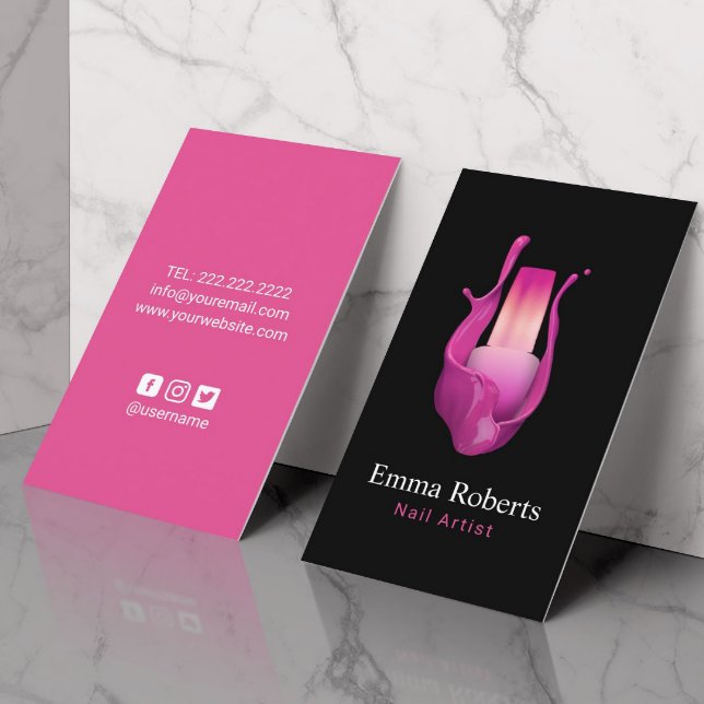Nail Salon Hot Pink Polish Manicurist Beauty Business Card