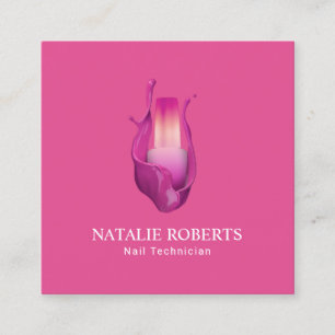 Nail Salon Hot Pink Polish Manicurist Beauty Square Business Card