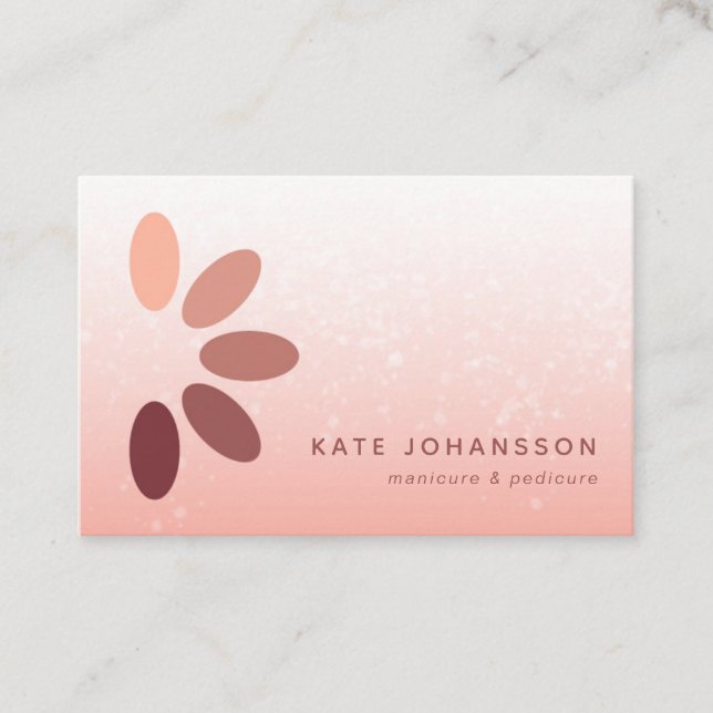 Nail Salon Logo Peach Rosy Manicurist Business Card (Front)