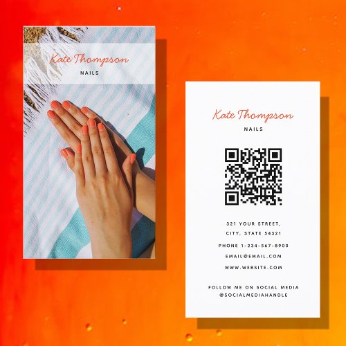 Nail Salon Makeup Artist Photo QR Code Script Business Card