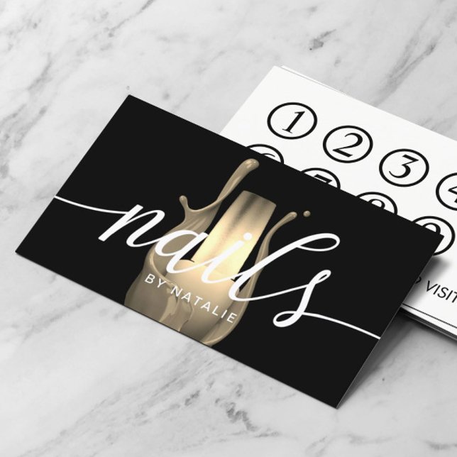 Nail Salon Manicurist Gold Polish Bottle Loyalty Card (Creator Uploaded)
