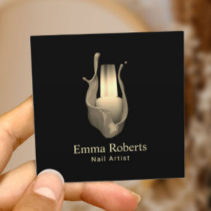 Nail Salon Manicurist Modern Gold Polish Bottle Square Business Card