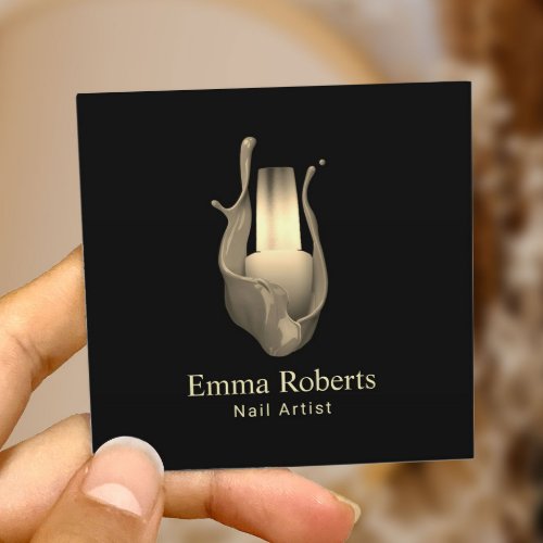Nail Salon Manicurist Modern Gold Polish Bottle Square Business Card