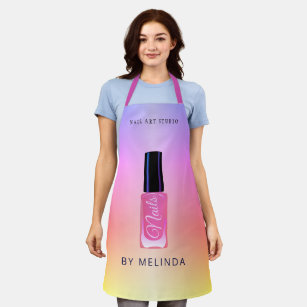 Nail salon manicurist modern polish colorful apron