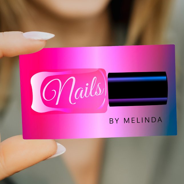 Nail salon manicurist modern polish metallic business card (Creator Uploaded)