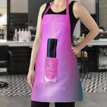 Nail salon manicurist modern polish pink glitter apron<br><div class="desc">Professional nail art technician specialist girly glam stylish apron with a trendy pink glitter gradient print featuring a nail polish bottle and a chic nails pink blush script.</div>