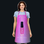 Nail salon manicurist modern polish pink glitter apron<br><div class="desc">Professional nail art technician specialist girly glam stylish apron with a trendy pink glitter gradient print featuring a nail polish bottle and a chic nails pink blush script.</div>
