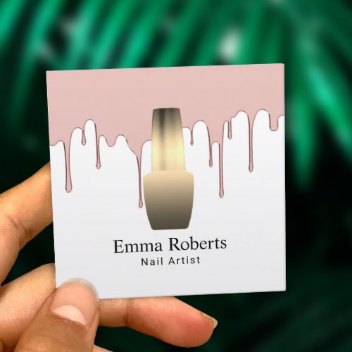 Nail Salon Manicurist Rose Gold Dripping Square Business Card