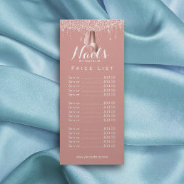 Nail Salon Manicurist Rose Gold Drips Price List Rack Card