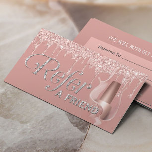 Nail Salon Manicurist Rose Gold Drips Referral Card