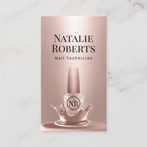 Nail Salon Manicurist Rose Gold Polish Splash 2 Business Card