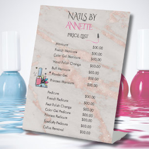 Nail Salon Manicurist Rose Gold QR Price List  Pedestal Sign