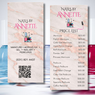 Nail Salon Manicurist Rose Gold QR Price List Rack Card